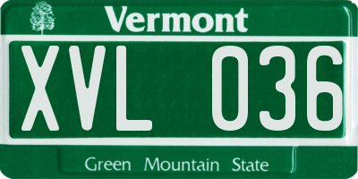 VT license plate XVL036