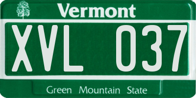 VT license plate XVL037