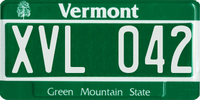 VT license plate XVL042