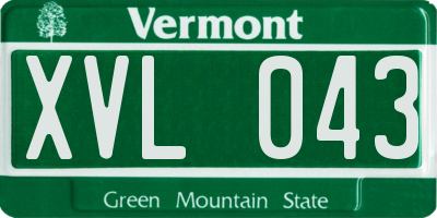 VT license plate XVL043