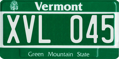 VT license plate XVL045