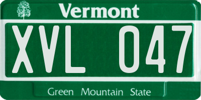VT license plate XVL047