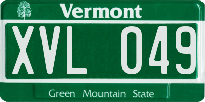 VT license plate XVL049