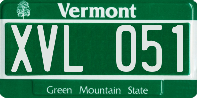 VT license plate XVL051