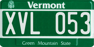 VT license plate XVL053