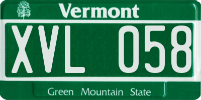 VT license plate XVL058
