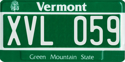 VT license plate XVL059