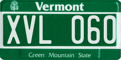 VT license plate XVL060