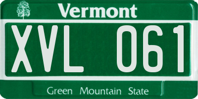 VT license plate XVL061