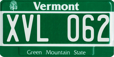 VT license plate XVL062