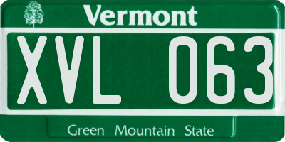 VT license plate XVL063