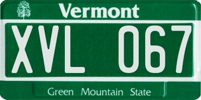 VT license plate XVL067
