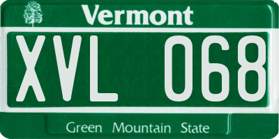 VT license plate XVL068