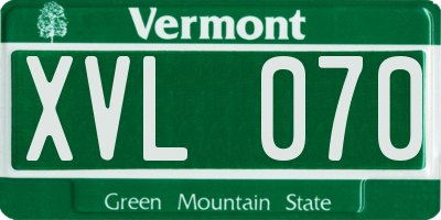 VT license plate XVL070