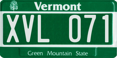 VT license plate XVL071