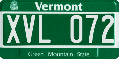 VT license plate XVL072