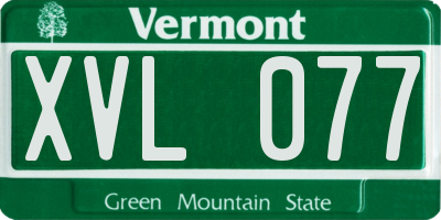 VT license plate XVL077