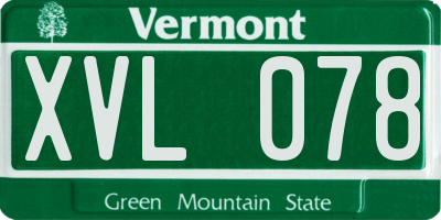 VT license plate XVL078