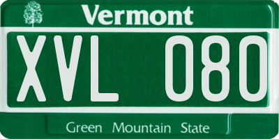 VT license plate XVL080