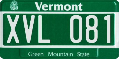 VT license plate XVL081