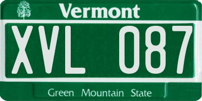 VT license plate XVL087