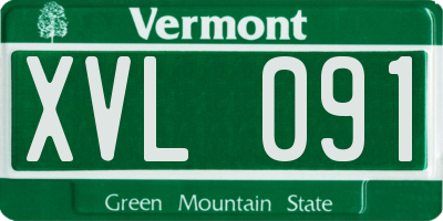 VT license plate XVL091