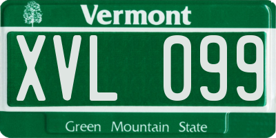 VT license plate XVL099