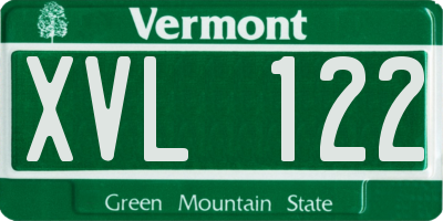 VT license plate XVL122