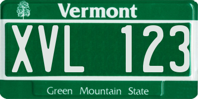 VT license plate XVL123