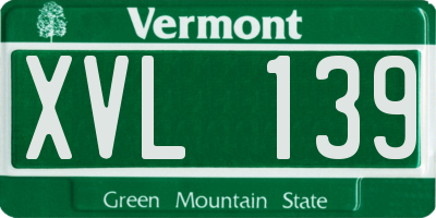 VT license plate XVL139