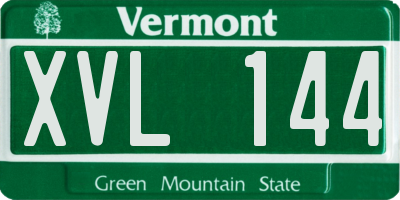 VT license plate XVL144