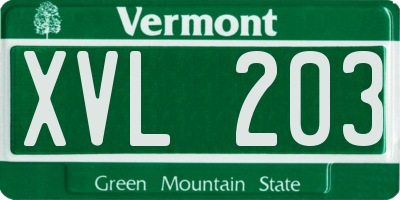 VT license plate XVL203