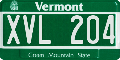 VT license plate XVL204