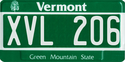 VT license plate XVL206