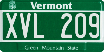 VT license plate XVL209