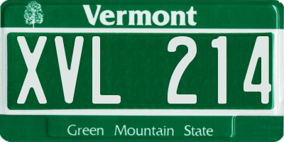 VT license plate XVL214