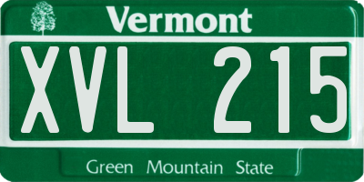 VT license plate XVL215