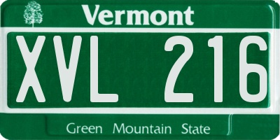 VT license plate XVL216