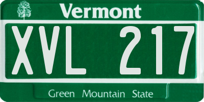 VT license plate XVL217