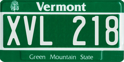 VT license plate XVL218