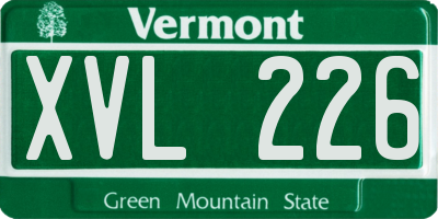 VT license plate XVL226