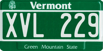 VT license plate XVL229