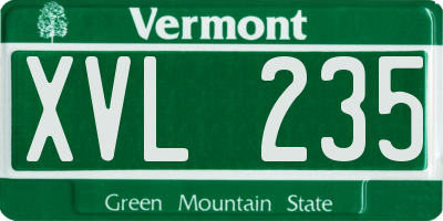 VT license plate XVL235