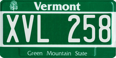 VT license plate XVL258