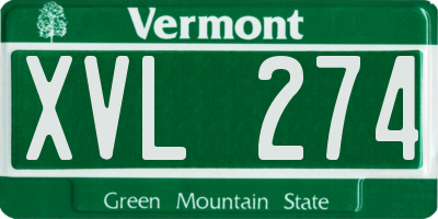 VT license plate XVL274