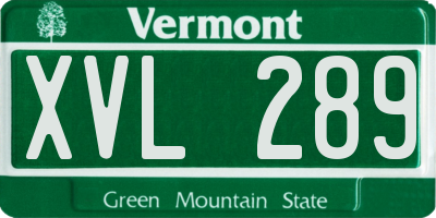 VT license plate XVL289