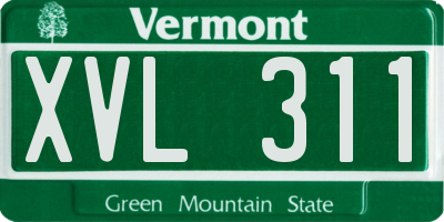 VT license plate XVL311