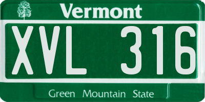 VT license plate XVL316