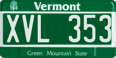 VT license plate XVL353