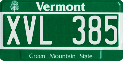 VT license plate XVL385